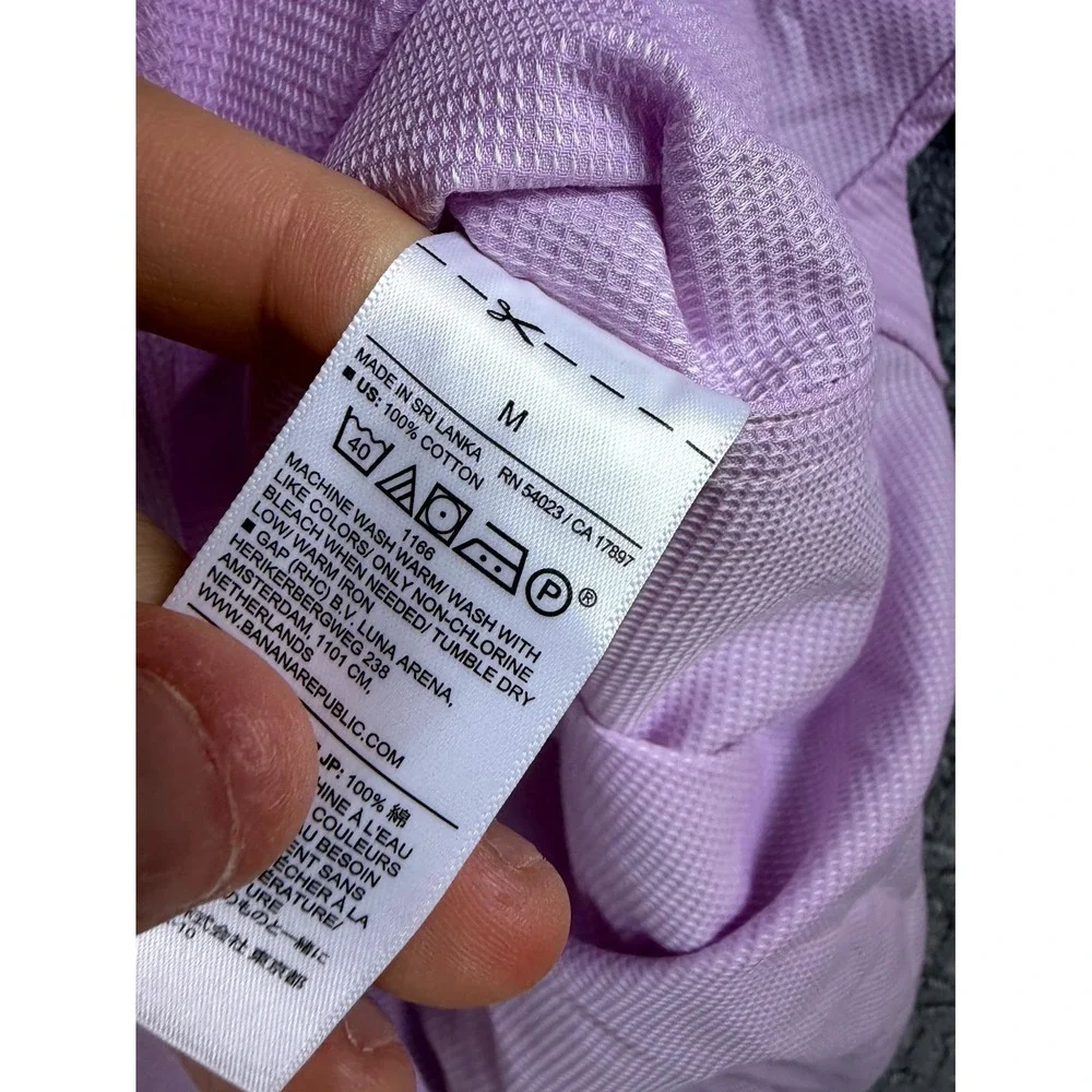 Banana Republic Mens Medium Purple Cotton Long Sleeve Slim Fit Button Up Shirt